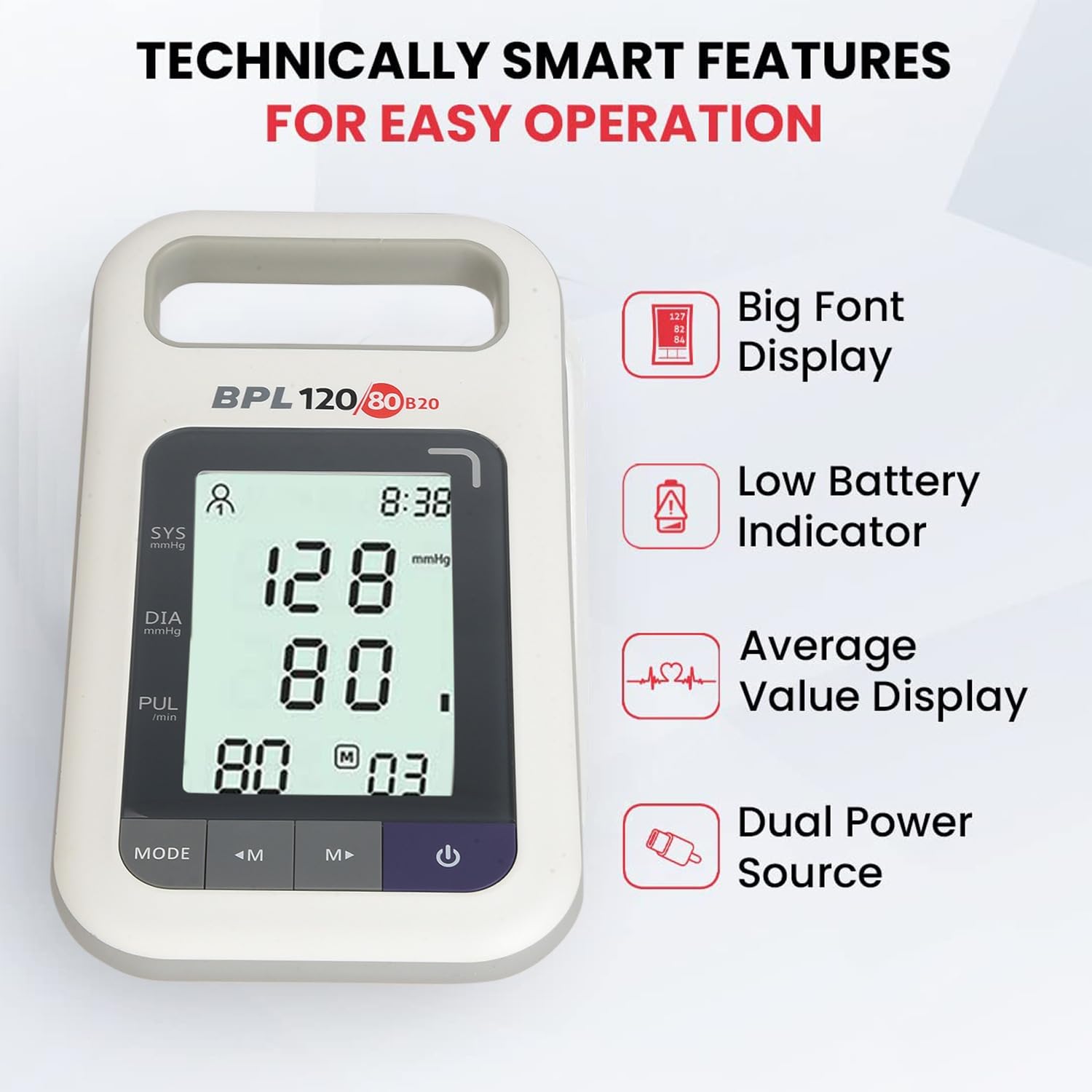 BPL Medical Technologies B20 Large Digital Blood Pressure Monitor|LCD Display