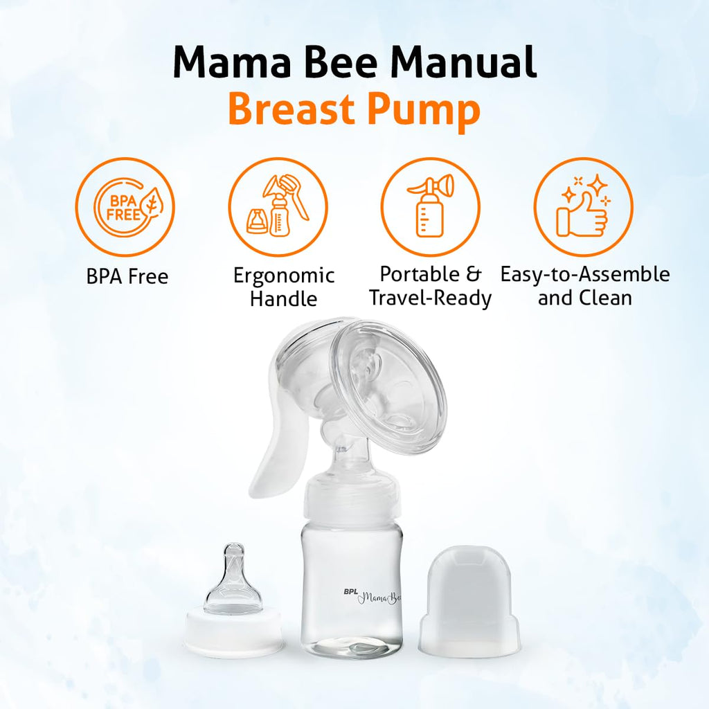 BPL Medical Technologies MamaBee Silicone Manual Breast Pump,Baby Milk Pump, Soft & Gentle - BPA Free