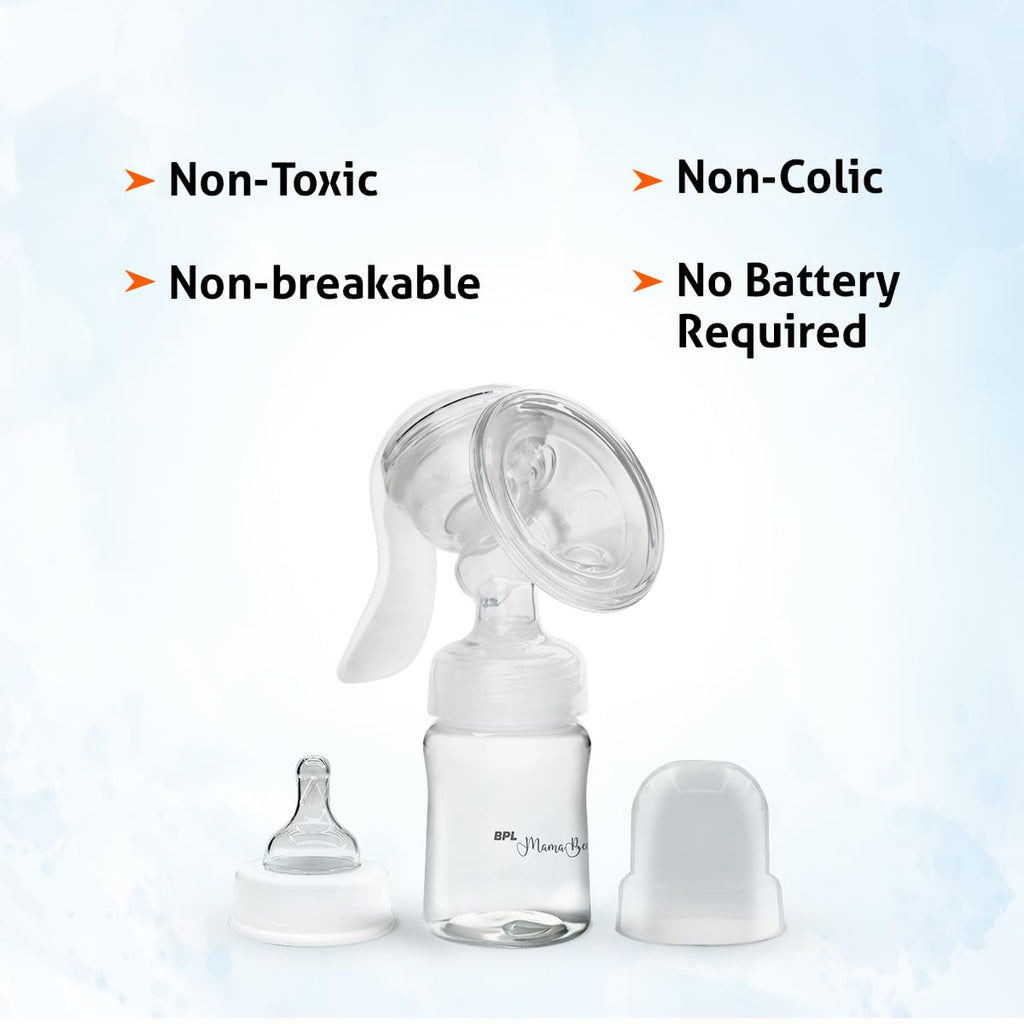BPL Medical Technologies MamaBee Silicone Manual Breast Pump,Baby Milk Pump, Soft & Gentle - BPA Free