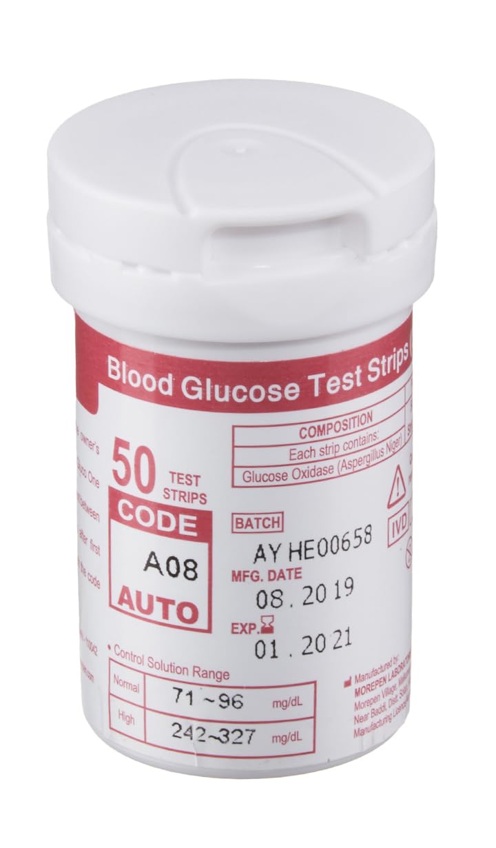 Dr. Morepen BG-03 Blood, 50 Glucose Test Strips.