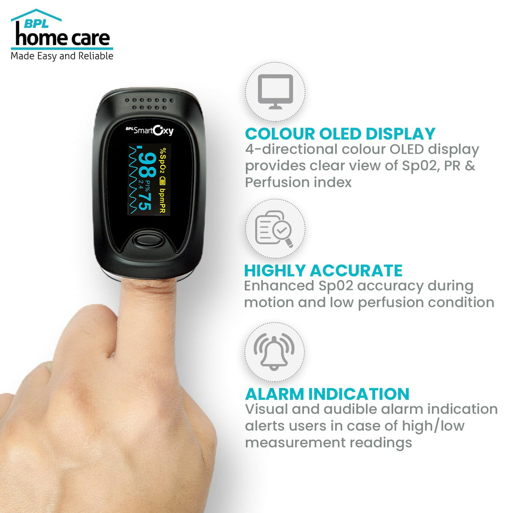 BPL Medical Technologies Smart Oxy Finger Tip Pulse Oximeter (Black)|High Accuracy|SPO2