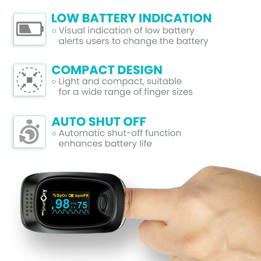 BPL Medical Technologies Smart Oxy Finger Tip Pulse Oximeter (Black)|High Accuracy|SPO2