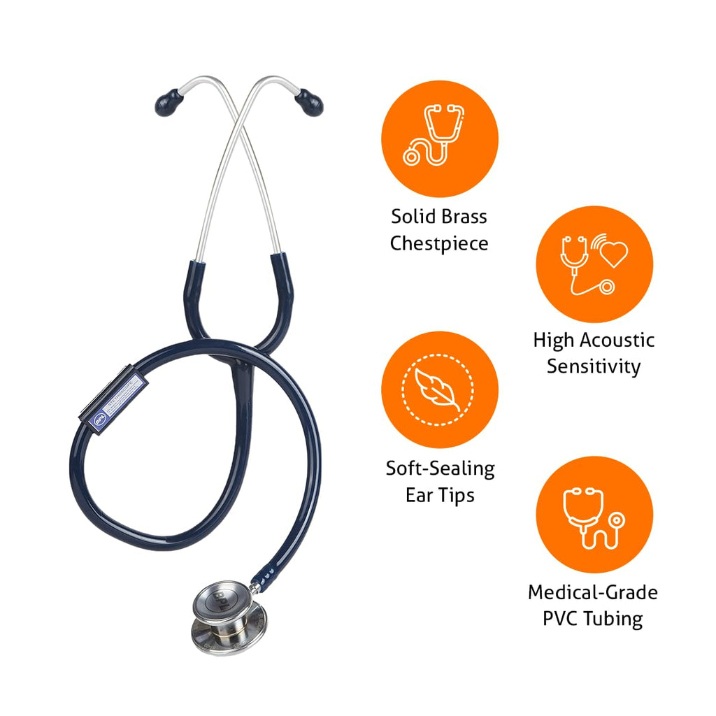BPL Medical Technologies ST-03 Brass Dual Adult Chest Piece Stethoscope|High Acoustic Level, Versatile Chestpiece for Adult & Pediatric Use