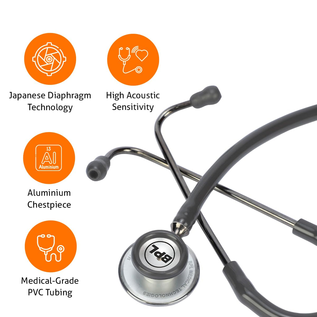 BPL Medical Technologies ST-04 Aluminium Adult Chest Piece Stethoscope|High Acoustic Level, Versatile Chestpiece for Adult & Pediatric Use