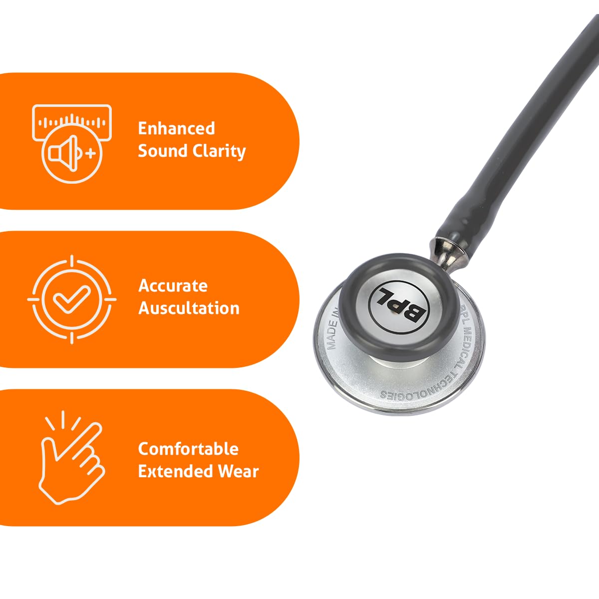 BPL Medical Technologies ST-04 Aluminium Adult Chest Piece Stethoscope|High Acoustic Level, Versatile Chestpiece for Adult & Pediatric Use