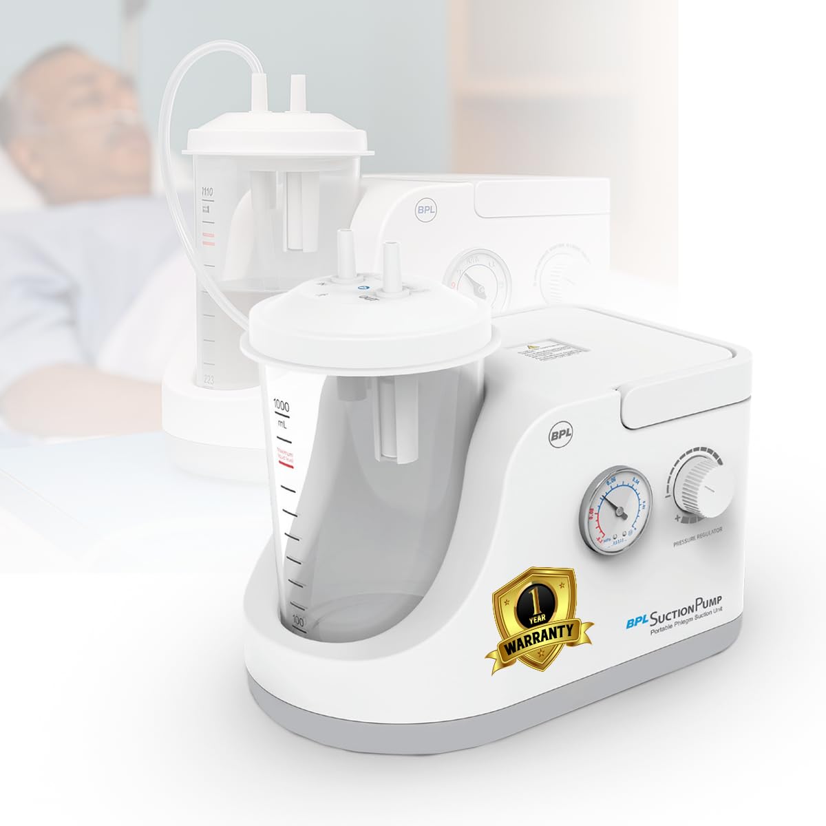 BPL Medical Technologies Portable Phlegm Suction Pump Machine with 1L Jar