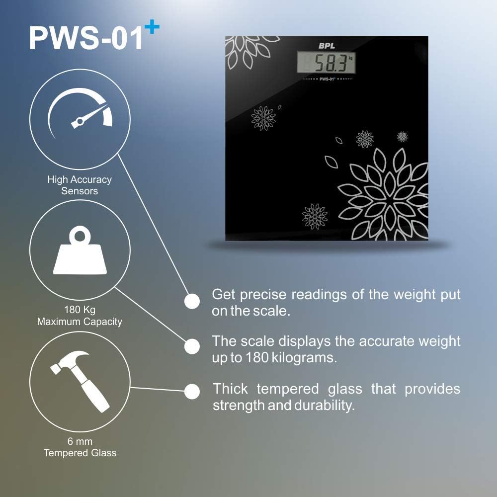 BPL Medical Technologies PWS-01+ Personal Weighing Scale|Highly Accurate Digital Bathroom Body Scale